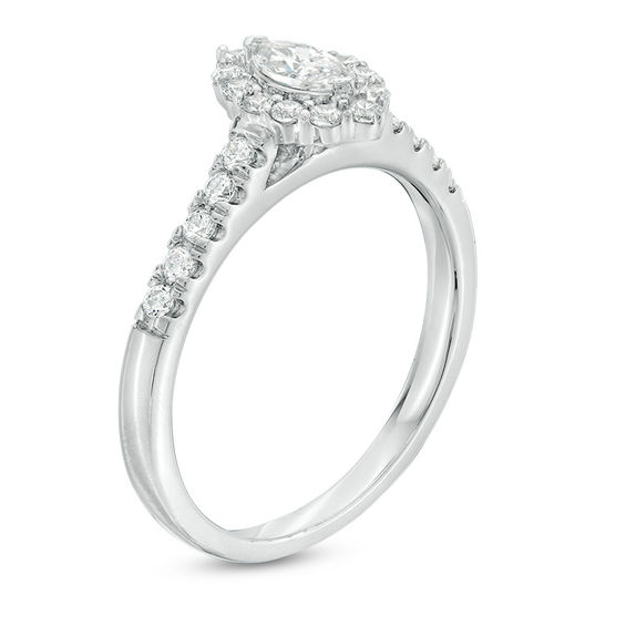 5/8 CT. T.w. Marquise Diamond Frame Engagement Ring in 14K White Gold