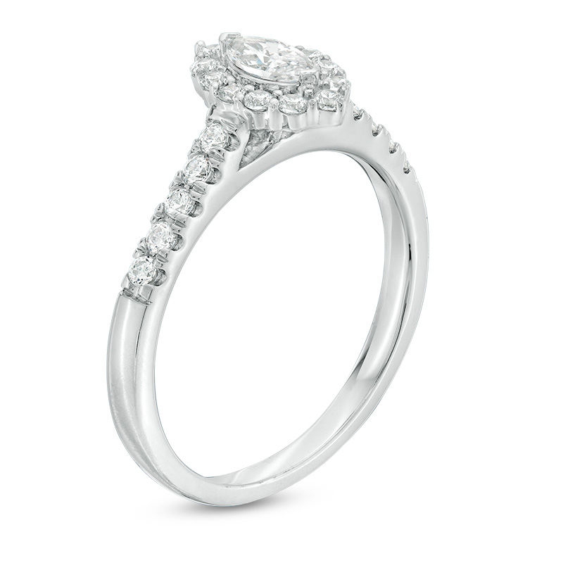 Main Image 3 of 5/8 CT. T.W. Marquise Diamond Frame Engagement Ring in 14K White Gold