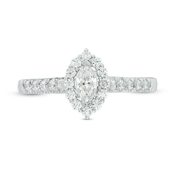 5/8 CT. T.w. Marquise Diamond Frame Engagement Ring in 14K White Gold
