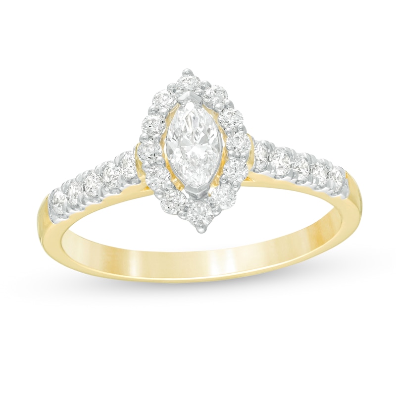 Main Image 1 of 5/8 CT. T.W. Marquise Diamond Frame Engagement Ring in 14K Gold