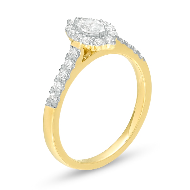 Main Image 3 of 5/8 CT. T.W. Marquise Diamond Frame Engagement Ring in 14K Gold