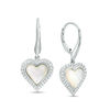 Thumbnail Image 1 of Mother-of-Pearl and Lab-Created White Sapphire Frame Heart Drop Earrings in Sterling Silver