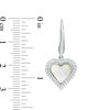 Thumbnail Image 2 of Mother-of-Pearl and Lab-Created White Sapphire Frame Heart Drop Earrings in Sterling Silver