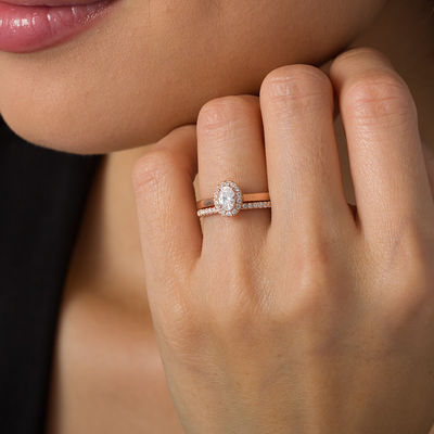Rose gold band deals with oval diamond