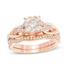 Thumbnail Image 1 of 5/8 CT. T.W. Diamond Square Frame Knot Shank Bridal Set in 14K Rose Gold