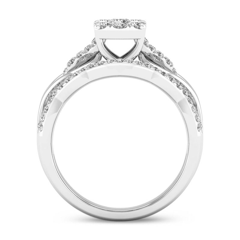 Main Image 3 of 5/8 CT. T.W. Diamond Square Frame Knot Shank Bridal Set in 14K White Gold