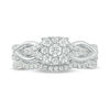 Thumbnail Image 4 of 5/8 CT. T.W. Diamond Square Frame Knot Shank Bridal Set in 14K White Gold