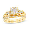 Thumbnail Image 1 of 5/8 CT. T.W. Diamond Square Frame Knot Shank Bridal Set in 14K Gold