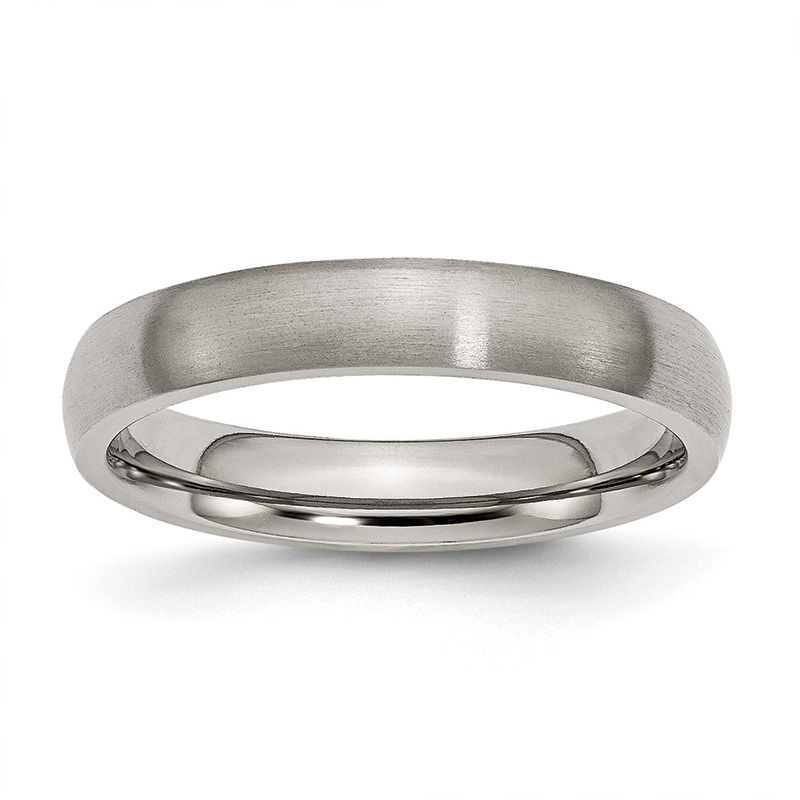 Men s 4 0mm Comfort Fit Brushed Wedding  Band  in Titanium 