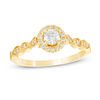 Thumbnail Image 0 of 3/8 CT. T.W. Diamond Frame Alternating Shaped Shank Vintage-Style Engagement Ring in 14K Gold