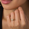 Thumbnail Image 1 of 3/8 CT. T.W. Diamond Frame Alternating Shaped Shank Vintage-Style Engagement Ring in 14K Gold