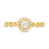 Thumbnail Image 3 of 3/8 CT. T.W. Diamond Frame Alternating Shaped Shank Vintage-Style Engagement Ring in 14K Gold
