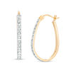 Thumbnail Image 1 of Diamond Fascination™ Pear-Shaped Hoop Earrings in Sterling Silver with 18K Gold Plate