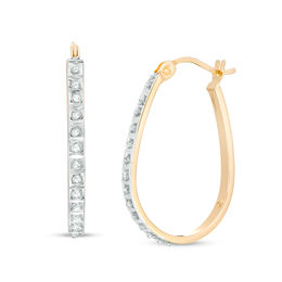 Diamond Fascination™ Pear-Shaped Hoop Earrings in Sterling Silver with 18K Gold Plate