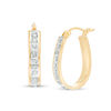 Thumbnail Image 1 of Diamond Fascination™ Polished Pear-Shaped Hoop Earrings in Sterling Silver with 18K Gold Plate