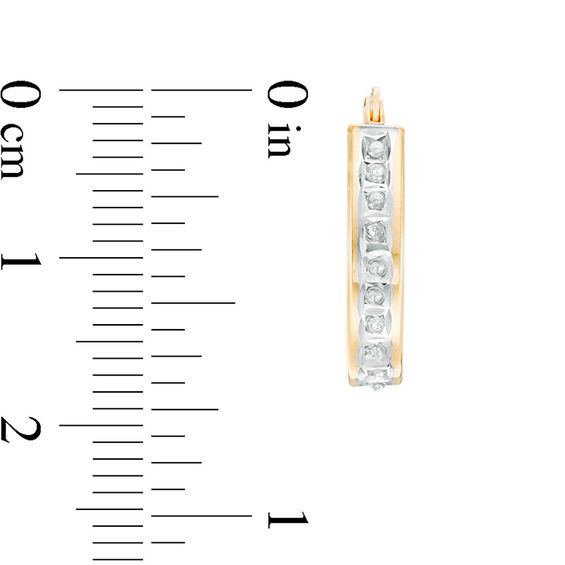 Diamond Fascination™ Polished Pear-Shaped Hoop Earrings in Sterling Silver with 18K Gold Plate