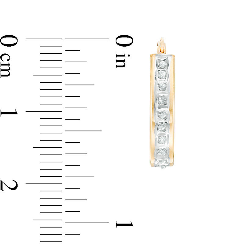 Main Image 2 of Diamond Fascination™ Polished Pear-Shaped Hoop Earrings in Sterling Silver with 18K Gold Plate