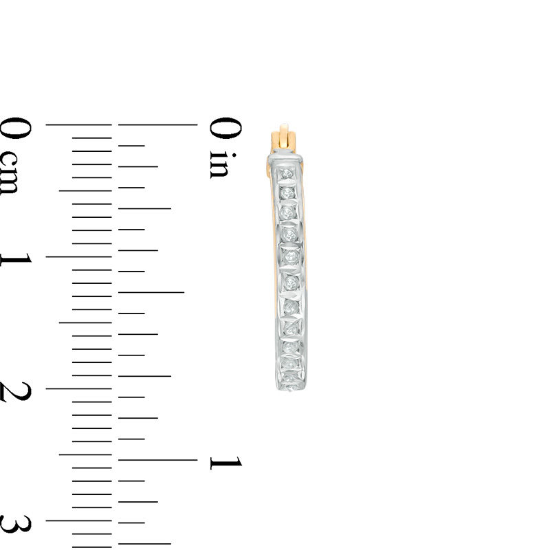 Main Image 2 of Diamond Fascination™ Hoop Earrings in Sterling Silver with 18K Gold Plate