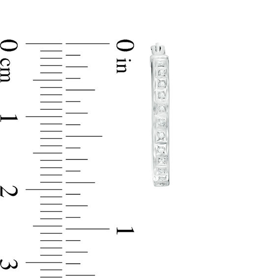 Diamond Fascinationâ¢ Hoop Earrings in Sterling Silver with Platinum Plate