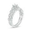 Thumbnail Image 3 of 3/8 CT. T.W. Princess-Cut Diamond Alternating Shaped Shank Vintage-Style Bridal Set in 14K White Gold