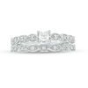 Thumbnail Image 4 of 3/8 CT. T.W. Princess-Cut Diamond Alternating Shaped Shank Vintage-Style Bridal Set in 14K White Gold