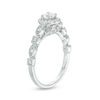 Thumbnail Image 2 of 3/8 CT. T.W. Diamond Frame Alternating Shaped Shank Vintage-Style Engagement Ring in 14K White Gold