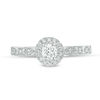 Thumbnail Image 3 of 3/8 CT. T.W. Diamond Frame Alternating Shaped Shank Vintage-Style Engagement Ring in 14K White Gold