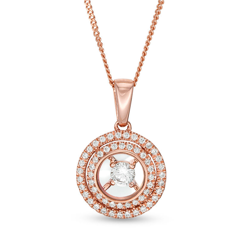 Main Image 1 of Magnificence™ 1/4 CT. T.W. Diamond Double Frame Pendant in 10K Rose Gold
