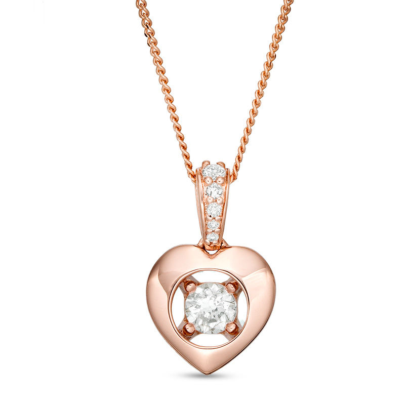 Main Image 1 of Magnificence™ 1/8 CT. T.W. Diamond Heart Frame Pendant in 10K Rose Gold