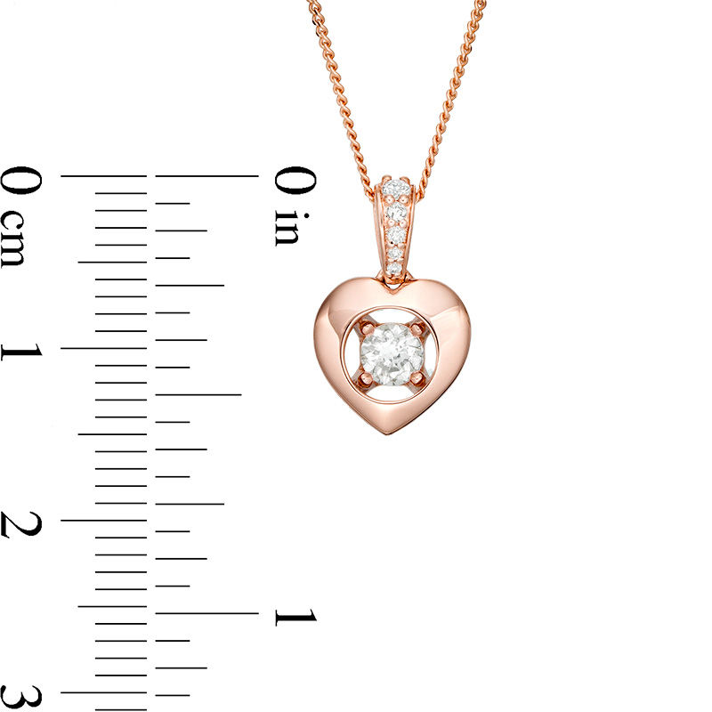 Main Image 2 of Magnificence™ 1/8 CT. T.W. Diamond Heart Frame Pendant in 10K Rose Gold