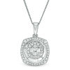 Thumbnail Image 0 of Magnificence™ 1/4 CT. T.W. Diamond Double Cushion Frame Pendant in 10K White Gold