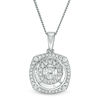 Thumbnail Image 1 of Magnificence™ 1/4 CT. T.W. Diamond Double Cushion Frame Pendant in 10K White Gold