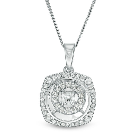 Magnificenceâ¢ 1/4 CT. T.w. Diamond Double Cushion Frame Pendant in 10K White Gold