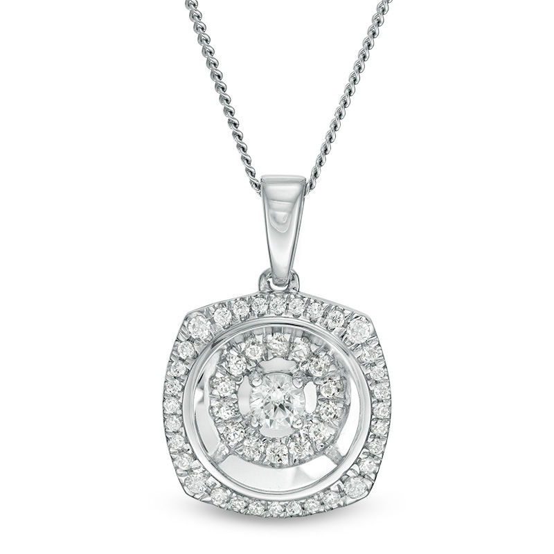 Main Image 1 of Magnificence™ 1/4 CT. T.W. Diamond Double Cushion Frame Pendant in 10K White Gold