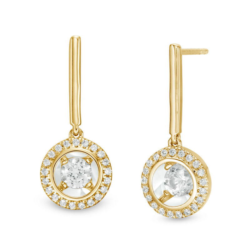 Main Image 1 of Magnificence™ 1/3 CT. T.W. Diamond Frame Drop Earrings in 10K Gold