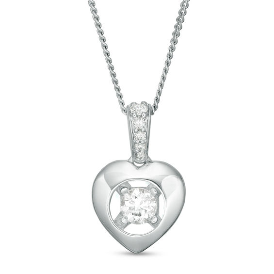 Magnificence™ 1/8 CT. T.w. Diamond Heart Frame Pendant in 10K White Gold