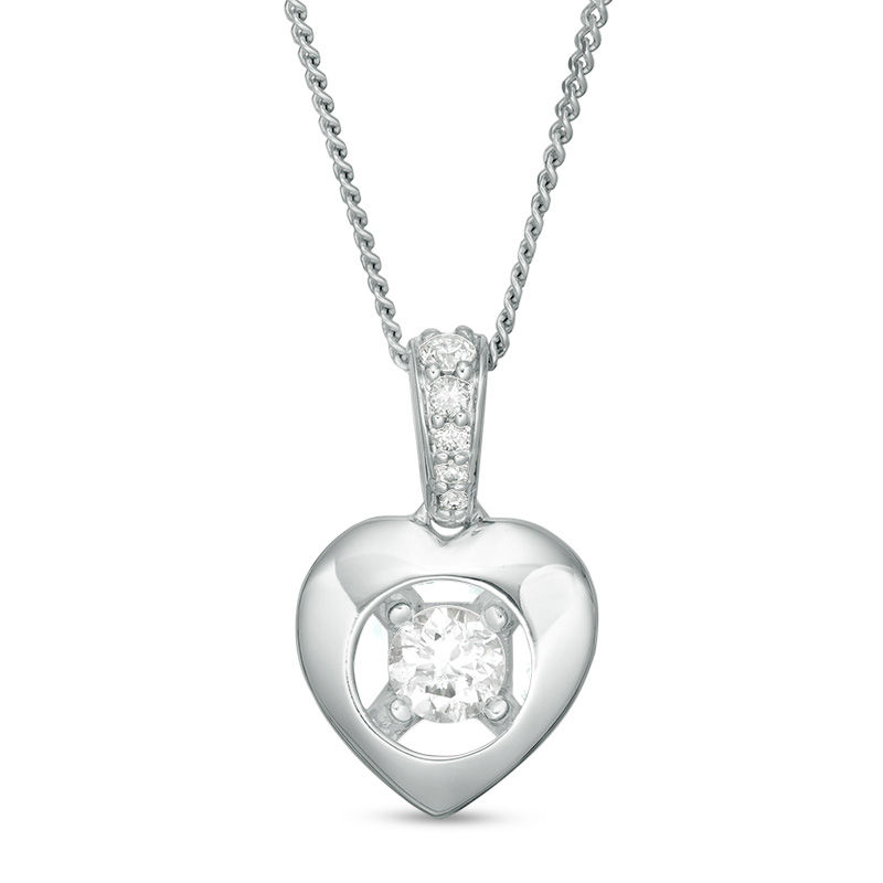 Main Image 1 of Magnificence™ 1/8 CT. T.W. Diamond Heart Frame Pendant in 10K White Gold