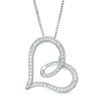 Thumbnail Image 1 of 1/5 CT. T.W. Diamond Tilted Loop Heart Pendant in Sterling Silver