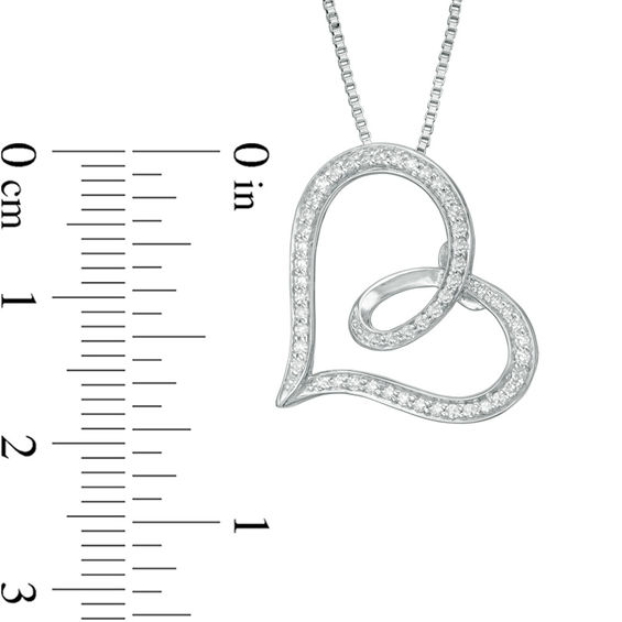 1/5 CT. T.w. Diamond Tilted Loop Heart Pendant in Sterling Silver