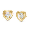 Thumbnail Image 1 of Magnificence™ 1/6 CT. T.W. Diamond Solitaire Heart Frame Stud Earrings in 10K Gold