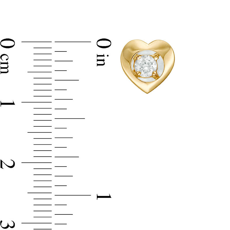 Main Image 2 of Magnificence™ 1/6 CT. T.W. Diamond Solitaire Heart Frame Stud Earrings in 10K Gold