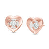 Thumbnail Image 1 of Magnificence™ 1/6 CT. T.W. Diamond Solitaire Heart Frame Stud Earrings in 10K Rose Gold