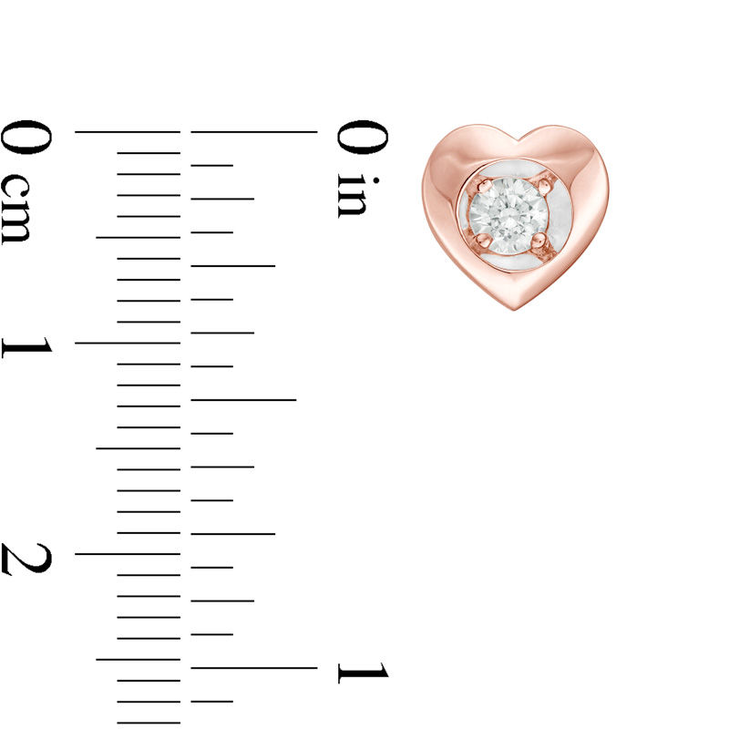 Main Image 2 of Magnificence™ 1/6 CT. T.W. Diamond Solitaire Heart Frame Stud Earrings in 10K Rose Gold