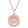 Thumbnail Image 0 of Magnificence™ 1/4 CT. T.W. Diamond Double Cushion Frame Pendant in 10K Rose Gold