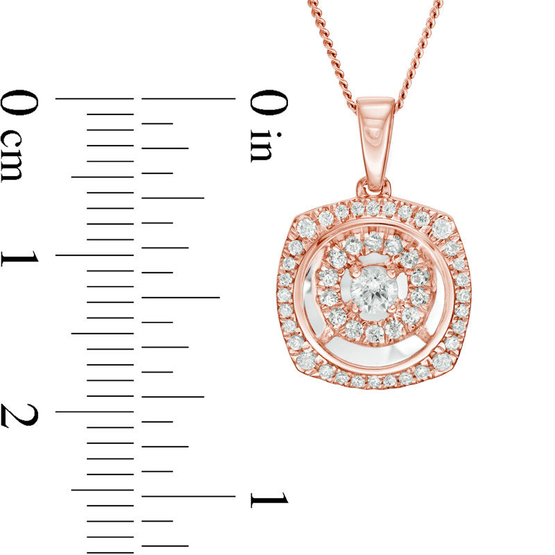 Magnificence™ 1/4 CT. T.W. Diamond Double Cushion Frame Pendant in 10K Rose Gold