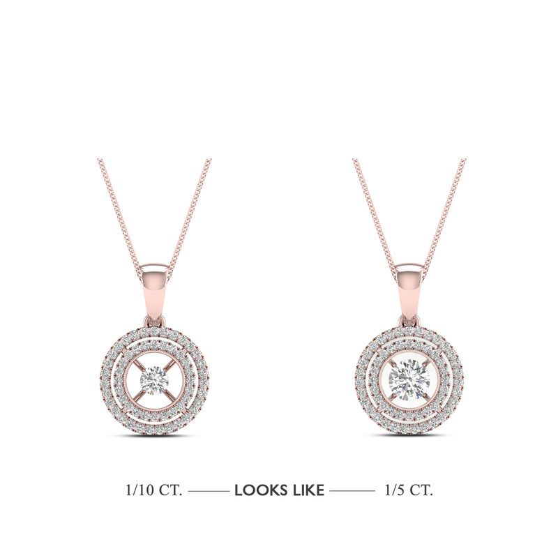 Magnificence™ 1/4 CT. T.W. Diamond Double Cushion Frame Pendant in 10K Rose Gold