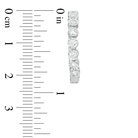 1/2 CT. T.w. Diamond Bubbles Hoop Earrings in 10K White Gold