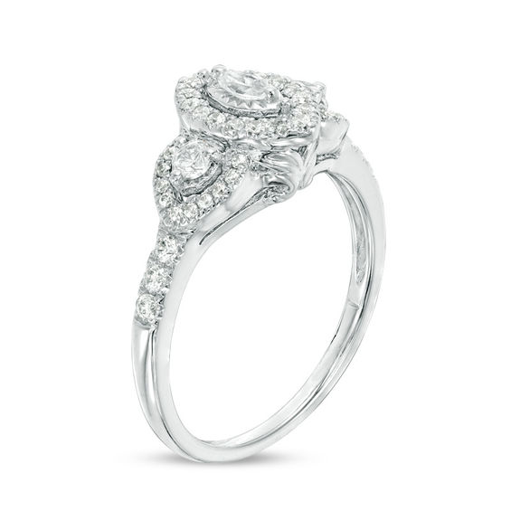 1/2 CT. T.w. Marquise Diamond Past Present FutureÂ® Frame Engagement Ring in 14K White Gold