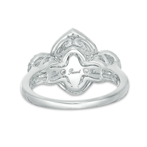 1/2 CT. T.w. Marquise Diamond Past Present FutureÂ® Frame Engagement Ring in 14K White Gold