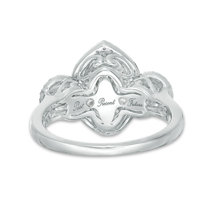 Main Image 4 of 1/2 CT. T.W. Marquise Diamond Past Present Future® Frame Engagement Ring in 14K White Gold